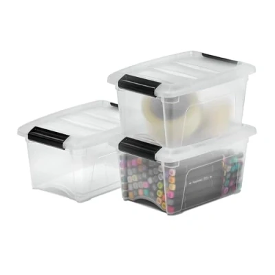 Imagen de Iris Ohyama 3 Cajas de almacenamiento con tapas, 5L, Transparente, Clips Cierre, Duradero, Apilable, para Dormitorio, Armario, Oficina, Organizadora, Ropa, Libre BPA, DDNTB 5