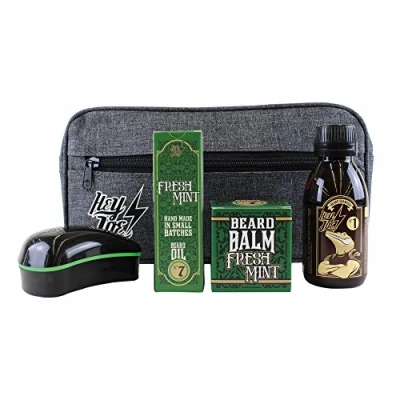 Imagen de HEY JOE Bearded Survival Kit Deluxe Nº 7 de arreglo barbas que incluye: aceite, balsamo, champú, cepillo para barba y neceser regalo