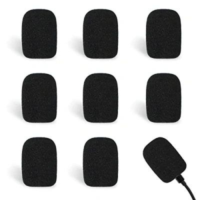 Imagen de Paquete de 8 fundas espuma para micrófono, protector micrófono parabrisas mini parabrisas, esponja, protección escudo(negro)