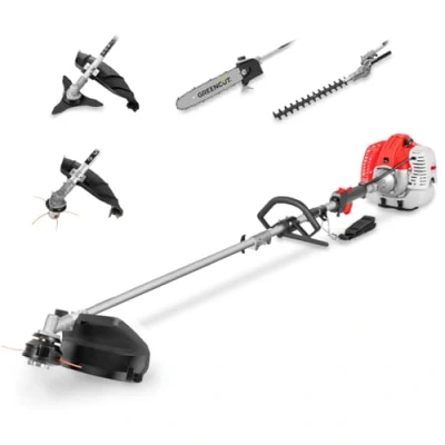 Imagen de GREENCUT GM650X 5 desbrozadora multifunción en 1, motor gasolina 65cc 4,9cv 2 tiempos, accesorios, función + podadora cortasetos