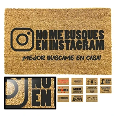 Imagen de LucaHome Felpudo Entrada casa Original y Divertido de Coco Natural Instagram 40x70 Ideal para Puertas Exteriores Cubiertas, pasillos entradas hogares