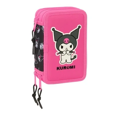 Imagen de Safta Kuromi Estuche Escolar con 37 Útiles Incluidos, Infantil, Niño, Ideal para Niños de 5 a 14 Años, Cómodo y Versátil, Calidad Resistencia, 12.5x5.5x19.5 cm