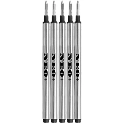 Imagen de NEO+ Recambios de bolígrafo Rollerball líneas Compatible con Mont Blanc: Solitaire, Noblesse, Generation, Scent, Bohème, Classic y StarWalker, Jinhao, Gullor (5 TINTA NEGRA)