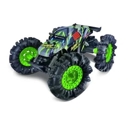 Imagen de Maisto Tech RC, Coche teledirigido 4x4, Swamp Crawler, Ruedas gigantes con tacos, 2.4 GH.z, 6 direcciones, 35 m, Todoterreno, USB, Control remoto, Coches para niños, a partir de 8 años (78013)