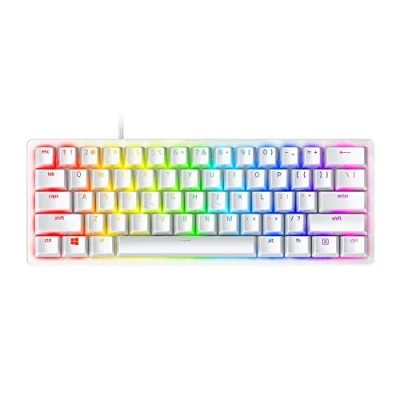 Imagen de Razer Huntsman Mini (Interruptor Morado) 60% Teclado Compacto para Juegos (Interruptores Óptico Mecánicos Clicky, Teclas PBT Doubleshot, Cable USB C Desmontable) Diseño US Blanco Mercury