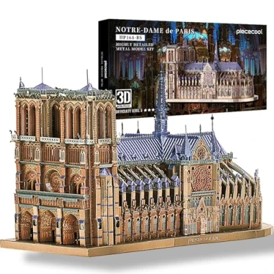 Imagen de Piececool Puzzle 3D Maqueta Metal, Notre Dame de París Lugares Interés Arquitectónico Puzzles Maquetas para Montar, Construir Adultos y Adolescentes