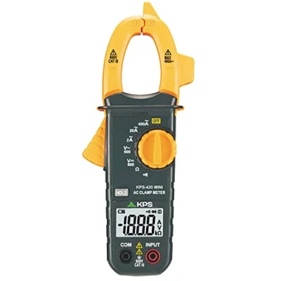 Imagen de KPS PA420 Mini Pinza Amperimétrica digital 2000 cuentas, Tensión AC/DC 600V, Corriente AC 400A, y Resistencia 2KΩ, Retención lecturas, avisador de continuidad prueba diodos. CAT. III 600V