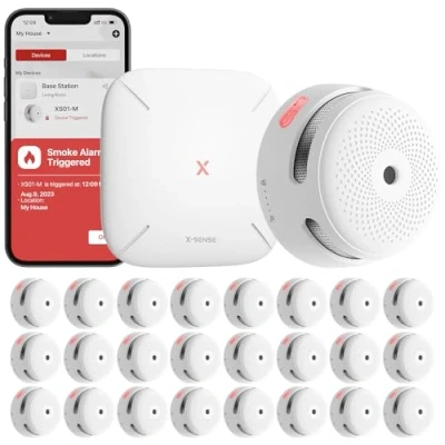 Imagen de X Sense detector de humo Smart XS01 M con estación base SBS50, certificado según EN 14604, inalámbrico WiFi, incendios conectable, compatible la aplicación