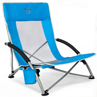Imagen de TIMBER RIDGE Silla Plegable de Playa Portátil Bajo Camping Espalda Alta en Malla Ultraligero con Bolsa Transporte