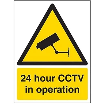 Imagen de vsafety 6e001an r &quot;24 horas CCTV en funcionamiento&quot; ADVERTENCIA Señal de seguridad, plástico rígido, vertical, 150 mm x 200 mm), color negro/amarillo