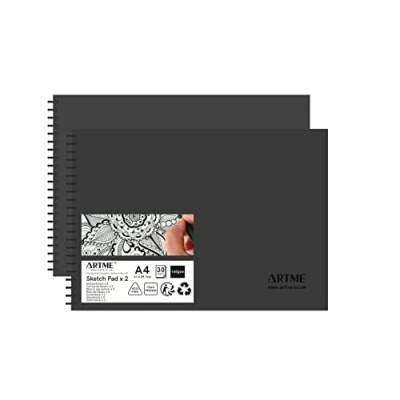 Imagen de Artme Bloc de bocetos A4, 2 piezas, 30 hojas (160 g/m²), cuaderno encuadernado en espiral