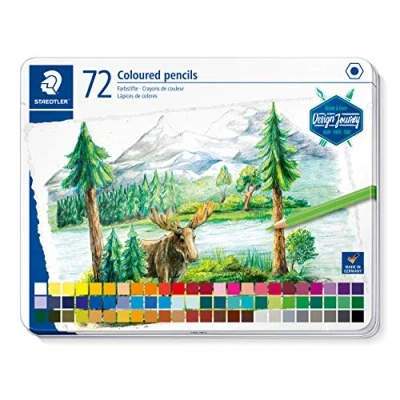 Imagen de STAEDTLER 146C M72 DESIGN JOURNEY lápices de Colores con mina blanda, alta pigmentación, forma hexagonal clásica, Estuche metálico 72 en intensos. surtidos.