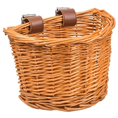 Imagen de Jinlaili Cesta de Mimbre para Bicicleta, Delantera Bicicleta Mimbre, Desmontable, Tejida a Mano, Manillar Retro, Niños Niñas