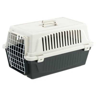 Imagen de Ferplast Transportín Gato, Perro Pequeño y Gatos de hasta 8 Kg, Puerta Hierro Plastificado, Ranuras Ventilación, 37 x 58 h 32 cm, Mascotas Rígido Atlas 20 EL, Negro