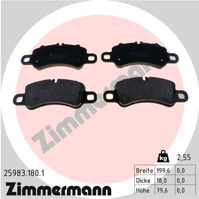 Imagen de ZIMMERMANN 25983.180.1 Juego de pastillas freno preparado para indicador desgaste Foto correspondiente a la entrega PORSCHE: 718 Cayman Coupé