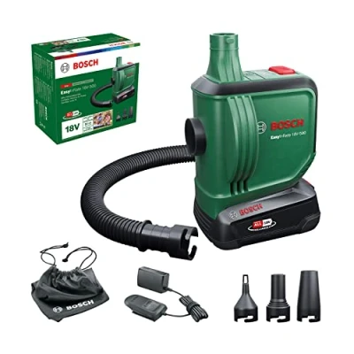 Imagen de Bosch Home and Garden Bomba de Aire a batería/Bomba para colchoneta Inflable EasyInflate 18V 500 (1 batería 2,0 Ah; Sistema 18 V; inflar o desinflar Camas, Piscinas Juguetes hinchables; en Caja)