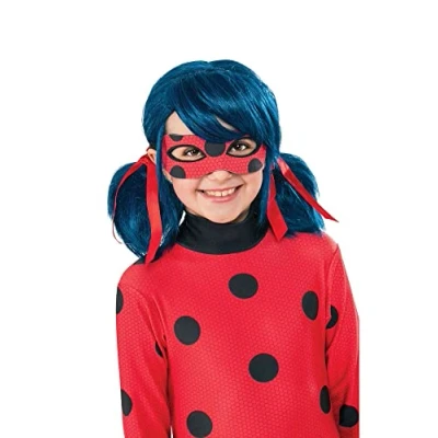 Imagen de Rubies Peluca Ladybug para niñas y niños, con coletas, Accesorio disfraz, Complemento, Oficial Miraculous Navidad, Carnaval, Cosplay Halloween