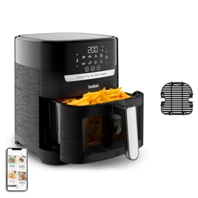 Imagen de Tefal EY5068 Easy Fry &amp; Grill Vision Freidora de aire caliente, capacidad 4,2 l, tecnología 2 en 1, ventana visualización, extra Crisp, ahorro energía, pantalla táctil, color negro