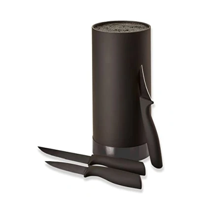 Imagen de ECHTWERK Bloque de cuchillos con cerdas Juego cocina Cuchillo multiusos para pelar acero inoxidable Edición Negro 4pzas