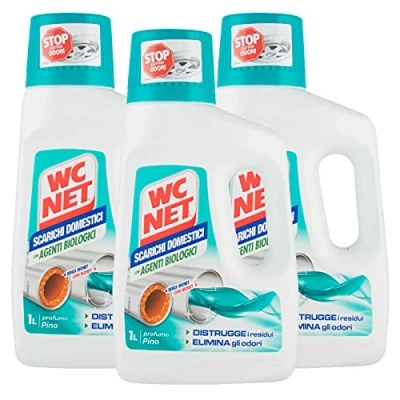 Imagen de Wc Net Professional Descargas domésticas con agentes biológicos, tratamiento líquido, fragancia de pino, 1000 ml x 3 paquetes