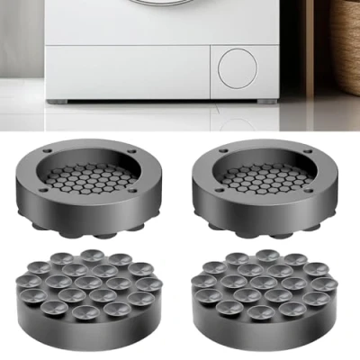Imagen de Almohadillas Lavadora, 4 Piezas de Goma para Lavadoras, Antideslizantes Patas Antivibracion Lavadora Amortiguadores Pies Soporte Lavadoras Secadoras(Gris)
