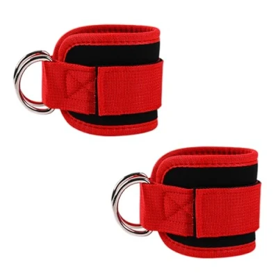 Imagen de iCovalescent 2 Piezas Tobilleras Poleas Gym, Pesas para Tobillos, con Peso, Correas Tobillo Gimnasio Patadas Gluteos, Fitness Accesorios Gym Unisex(Rojo)