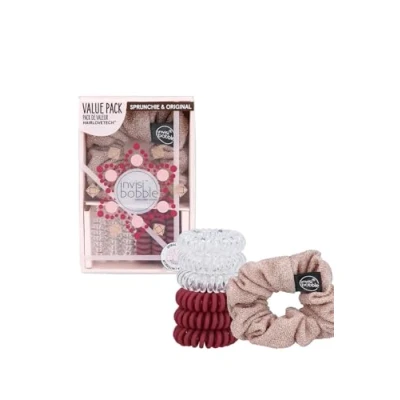 Imagen de Invisibobble Set de coleteros para el cabello x1 y elástico transparente rojo vino x6 I mujer, edición limitada British Royal