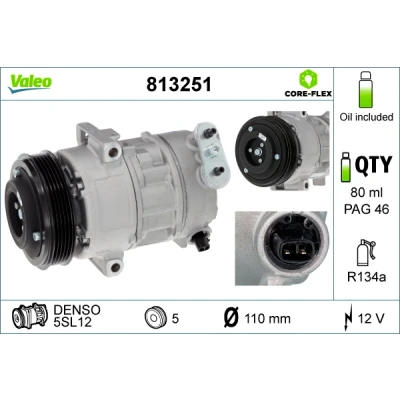 Imagen de VALEO 813251 compresor de Aire Acondicionado 5SL12 12 PAG 46 R 134 a con aceite OPEL: Corsa D Hatchback, Meriva A, E Hatchback