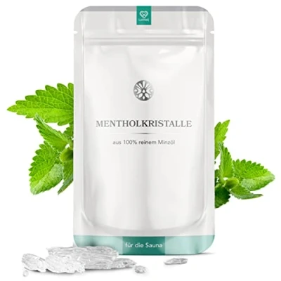 Imagen de LoWell® 50g Cristales de Mentol 100% menta pura Ideal como infusión para sauna Bolsas recerrables