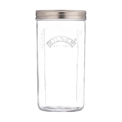 Imagen de Kilner Juego de tarros fermentación 1 litro, tarro vidrio boca ancha con tapa válvula silicona, pesas cerámica y folleto recetas, ideal para lotes pequeños