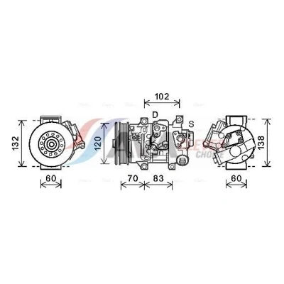 Imagen de PRASCO TOAK627 Compresor de Aire Acondicionado 6SEU14C PAG 46 R 134 a TOYOTA: Auris Hatchback, Avensis III Berlina, Verso