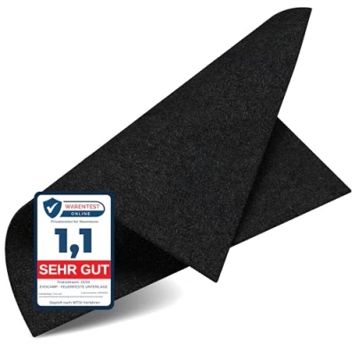 Imagen de EVOCAMP Alfombra ignífuga Resistente al Calor (máx. 982 C) en Negro Tejido no inflamable Ideal como Manta o Funda de Barbacoa, Placa (40cm x 32 cm)
