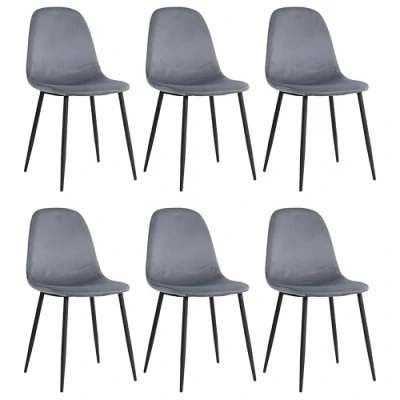 Imagen de Juego de 6 sillas Comedor Gris 100% Terciopelo Lujosa Funda Diseño Elegante Cómoda Silla salón Cocina Acero Inoxidable