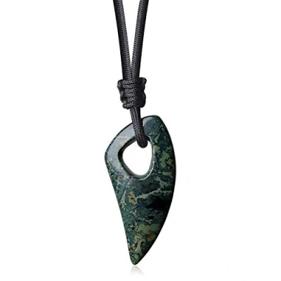 Imagen de COAI Collar para Hombre con Colgante Diente de Lobo Esilizado Jaspe Kambaba Piedra Preciosa
