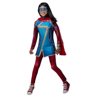 Imagen de Rubies Disfraz Ms Marvel Classic para niñas, Top con detalles impresos, pantalón, antifaz y bufanda, Oficial Halloween, Carnaval, Navidad cumpleaños.301466 M