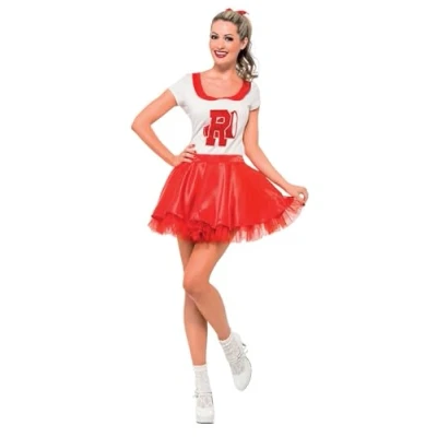 Imagen de Smiffys Disfraz de animadora Sandy Grease, Rojo y blanco, con falda parte arriba