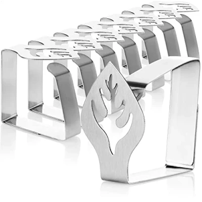 Imagen de COM FOUR® 8x Clips para Manteles Premium de Acero Inoxidable Soportes Telas mantelería Mesa Interior y Exterior metálicos (08 piezas/hoja)