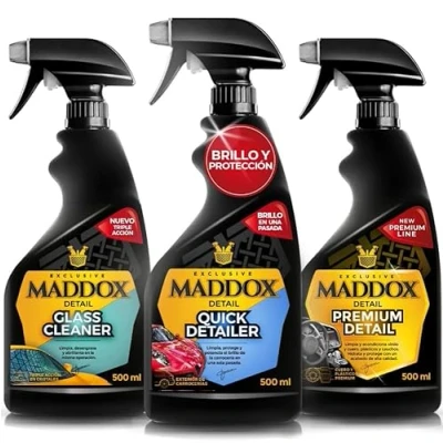 Imagen de Maddox Detail Pack de Cuidado Premium Quick Detailer, Glass Cleaner y Limpieza Protección Integral Fácil Aplicación del Coche Profesional Interior/Exterior 3x500 ml