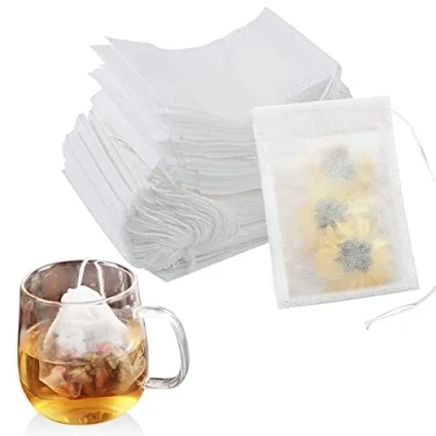 Imagen de Newaner 200 Piezas Bolsas De Te Vacias, 7cm X 9cm Desechables con Cordón, para Te, Bolsitas Té Fragante, Especias, Vainilla, Lavanda, Café