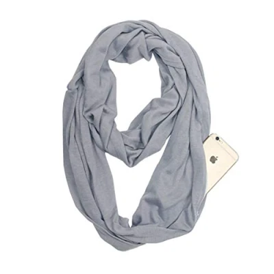 Imagen de Vobony Bufanda de Viaje Infinity Loop Cálido Suave Bolsillo con Cremallera Oculta Foulard Pashmina Bucle Otoño e Invierno (Gris)