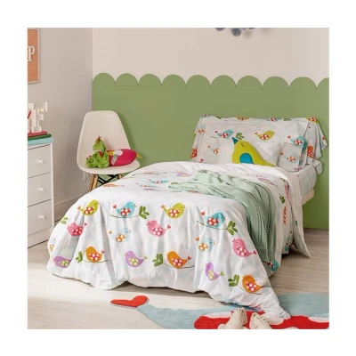 Imagen de happyfriday Little Birds Juego nórdico 2 Piezas Multicolor, 180x220 cm (Cama 105), 100% Algodón, Calidad de 150