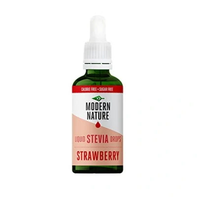 Imagen de Modern Nature Gotas de Stevia Líquida Sabor Fresa 50ml Edulcorante Natural, Sin Azúcar, Calorías, Keto Sustituto del Azúcar y Jarabe Café