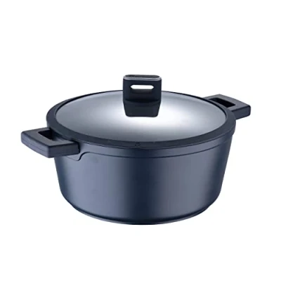Imagen de MasterPro Indigo Cacerola de Cocina 28 x 13 cm con Tapa Cazuela Antiadherente Aluminio Fundido Revestimiento Xylan Plus Asas Soft Touch Todo Tipo Cocinas