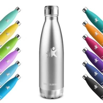 Imagen de KollyKolla Botella Termica, 500ml, Agua Acero Inoxidable, Termo Sin BPA, Cantimplora Termica Reutilizable, Water Bottle con Pared Doble Aislamiento, para Niños, Adultos, Deporte, Oficina