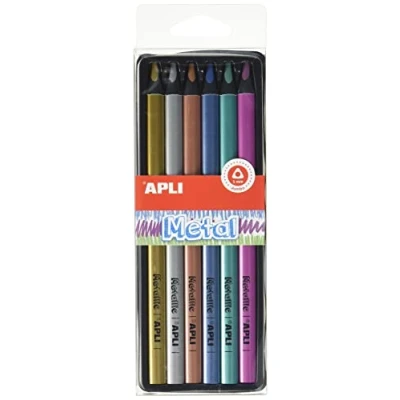 Imagen de APLI 18061 Lápices Jumbo Colores Metálicos surtidos , 6 unidades