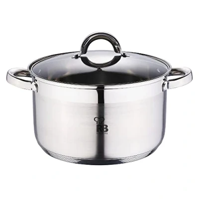 Imagen de RENBERG Alexander Cacerola de Cocina 24 x 14.5 cm y 6,3 Litros con Tapa Cristal Acero Inoxidable Menaje Fondo Encapsulado 5 Capas Todo Tipo Cocinas