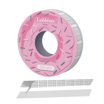 Imagen de STALEKS PRO BOBBINAIL recambio desechable de lima blanca adhesiva en rollo Expert para Donut dispensador 6mts (Grano 180)