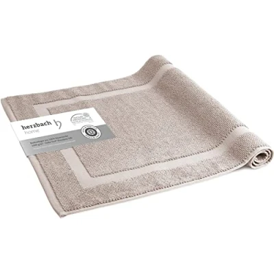 Imagen de herzbach home Alfombra de Baño 100% Algodón Ducha 1.000 g/m² Absorbente Lavable Gris Arena 60x100cm