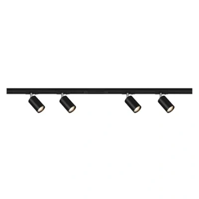 Imagen de BRILONER sistema de rieles, 4x proyectores GU10 orientables, extensible, iluminación riel para proyectores, lámpara techo, proyector, 1,5 m, negro
