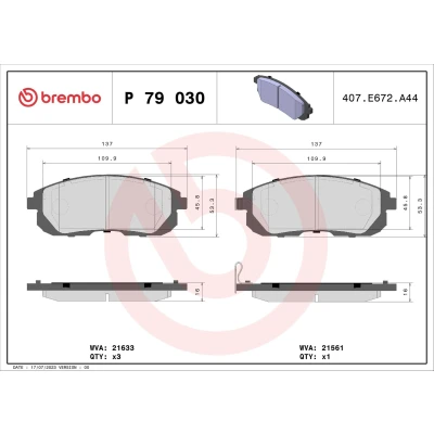 Imagen de BREMBO P 23 136G Juego de pastillas freno con contacto avisador desgaste FIAT: Ducato III Furgón, Bus